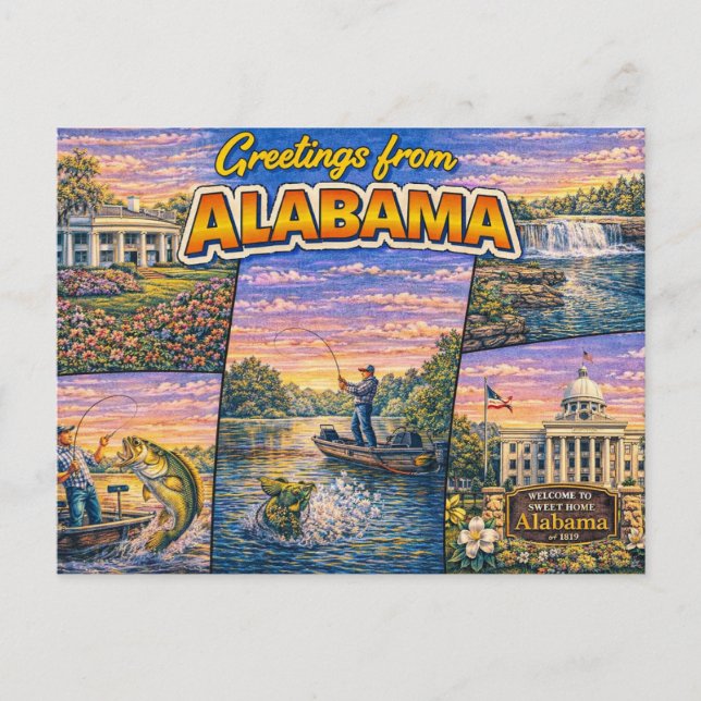 Cartão Postal Saudações do Alabama (Frente)