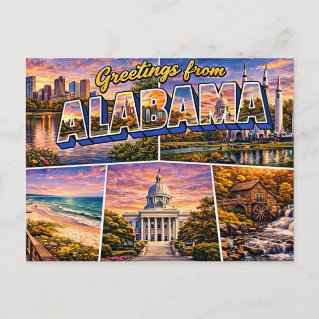 Cartão Postal Saudações do Alabama (Frente)