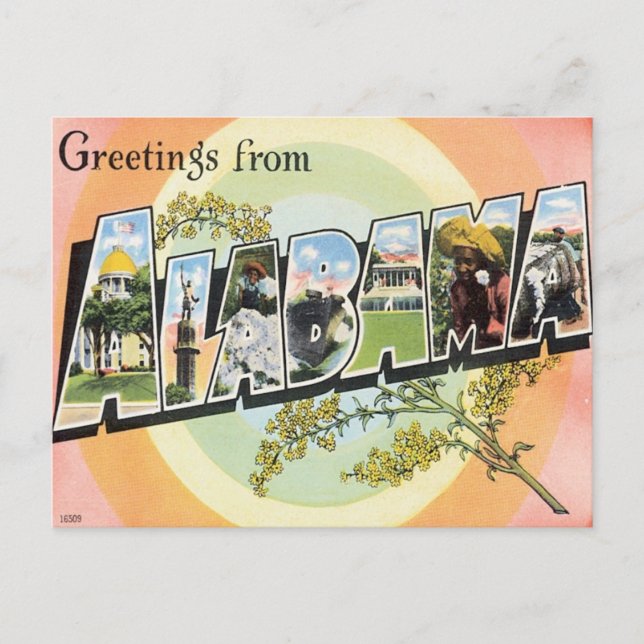 Cartão Postal Saudações Do Alabama (Frente)