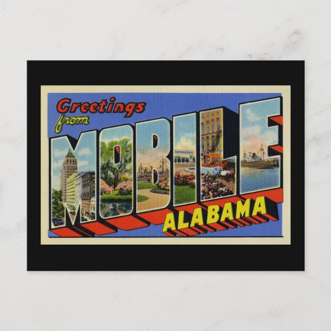 Cartão Postal Saudações do Alabama móvel (Frente)