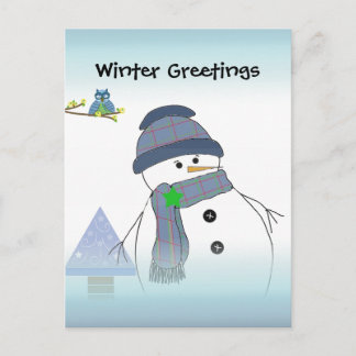 Cartão Postal Saudações do Boneco de Neve