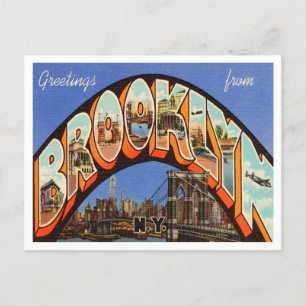 Cartão Postal Saudações do Brooklyn, Viagens vintage de Nova I