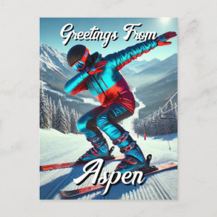 Cartão Postal Saudações do Cartão-Postal Aspen Dabbing Snowboard