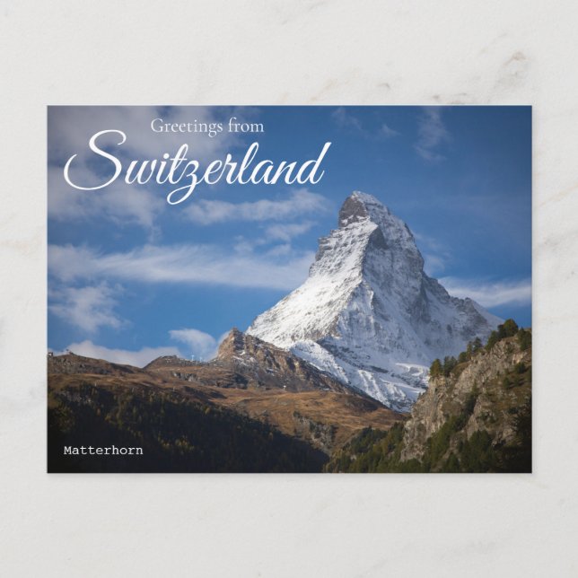 Cartão Postal Saudações do Cartão-postal de Matterhorn Suiça (Frente)