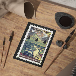 Cartão Postal Saudações do Cartaz de Popales Vintage do Alasca