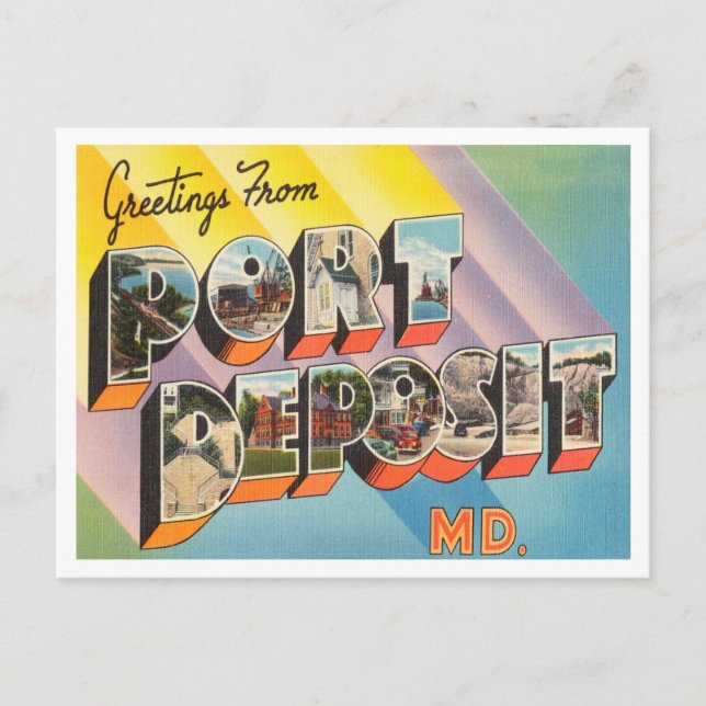 Cartão Postal Saudações do Depósito de Porto, Maryland Viagem. (Frente)