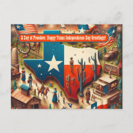 Cartão Postal saudações do Dia da Independência do Texas no Dia