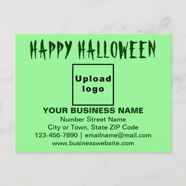 Cartão Postal Saudações do Dia das Bruxas em Verde Claro (Frente)