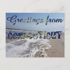 Cartão Postal Saudações do Estado de Connecticut Flag Hearts EUA