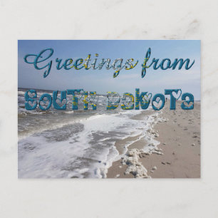 Cartão Postal Saudações do Estado de Dakota do Sul Flag USA He