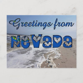 Cartão Postal Saudações do Estado de Nevada Flag Hearts EUA
