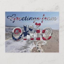 Cartão Postal Saudações do Estado de Ohio Flag Hearts EUA