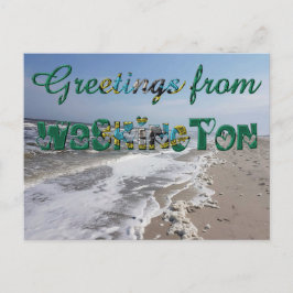 Cartão Postal Saudações do Estado de Washington Flag Hearts EUA