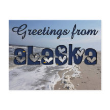 Saudações do Estado do Alasca Flag Hearts EUA