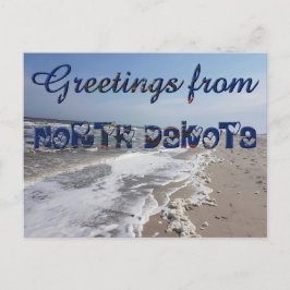 Cartão Postal Saudações do Estado do Dakota do Norte Flag Hearts