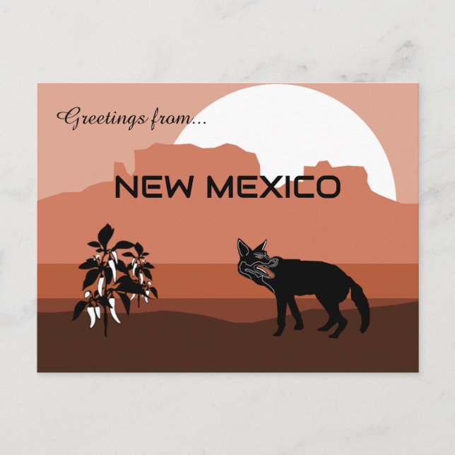 Cartão Postal Saudações do Estado do Novo México  (Frente)