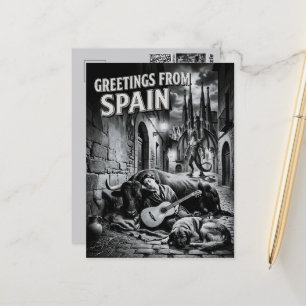 Cartão Postal Saudações do Filme Noir de Viagens Espanha