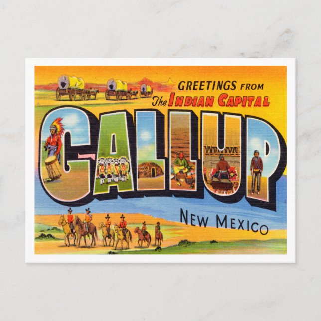 Cartão Postal Saudações do Gallup, Viagem do Novo México (Frente)
