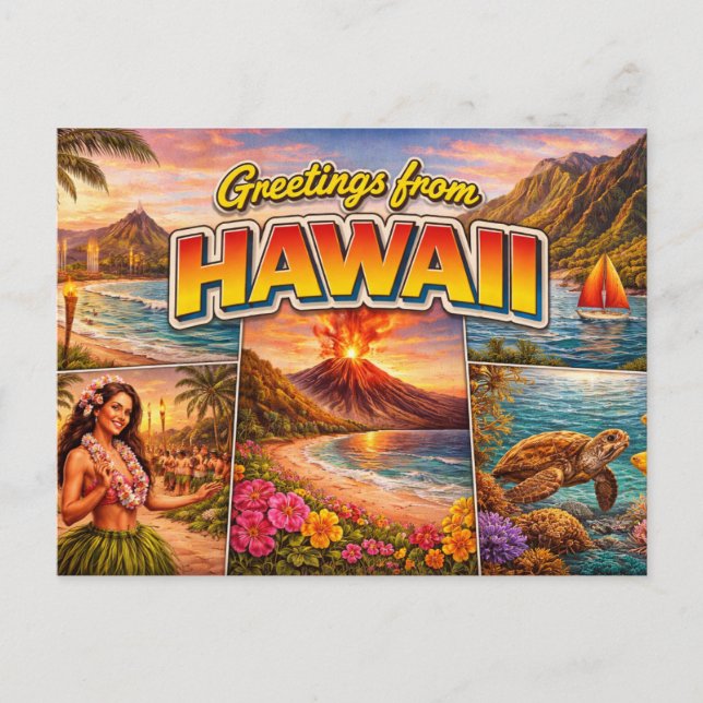 Cartão Postal Saudações Do Havaí (Frente)