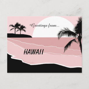 Cartão Postal Saudações do Havaí Rosa Brilhante
