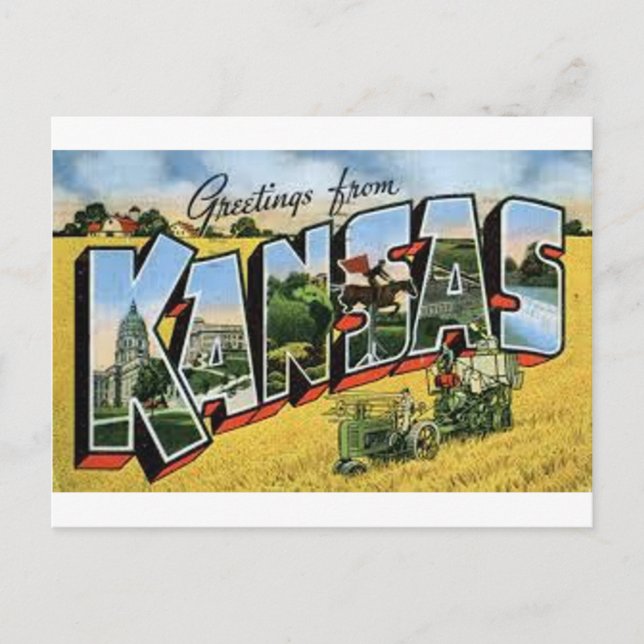 Cartão Postal Saudações do Kansas (Frente)