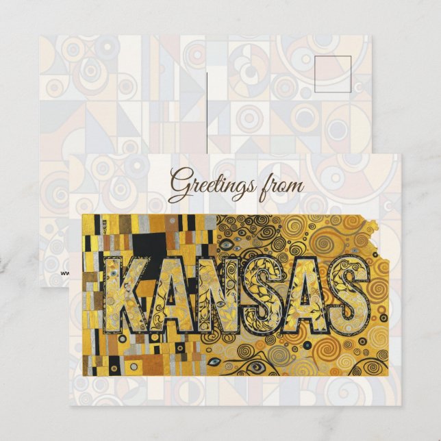 Cartão Postal Saudações do Kansas (Frente/Verso)