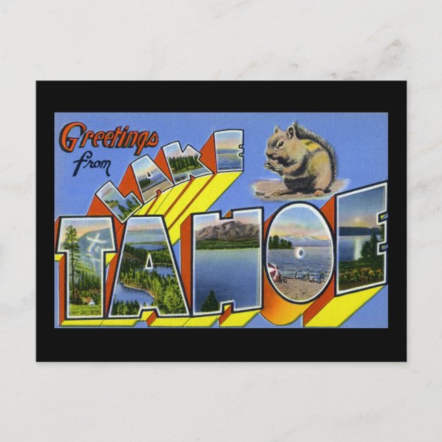 Cartão Postal Saudações do lago Tahoe (Frente)