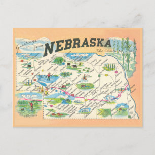 Cartão Postal Saudações do mapa de colheita de Nebraska
