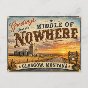 Cartão Postal Saudações do Meio do Nada Glasgow Mt.