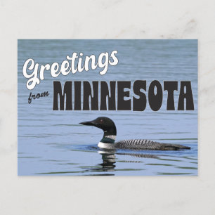 Cartão Postal Saudações do Minnesota com o Common Loon
