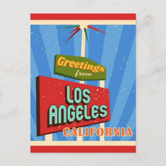 Cartão Postal Saudações Do Retro Da Califórnia Em Los Angeles