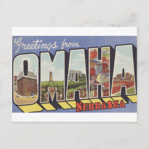 Cartão Postal Saudações do tema "Vintage" de Omaha NE Large Le