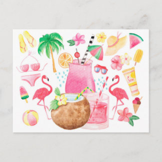 Cartão Postal Saudações do verão da praia