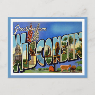 Cartão Postal Saudações Do Wisconsin WI EUA