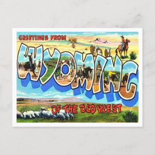 Cartão Postal Saudações do Wyoming da Viagem do Velho Oeste