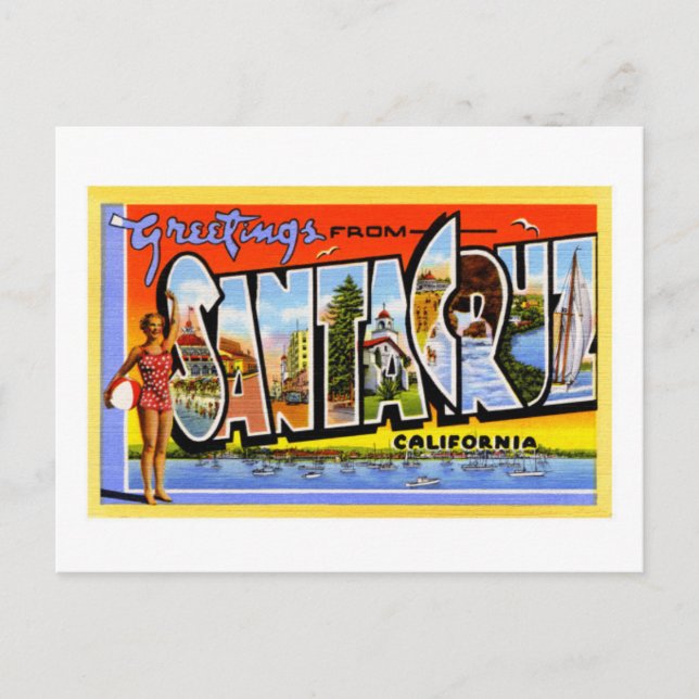 Cartão Postal saudações dos Papais noeis Cruz California (Frente)