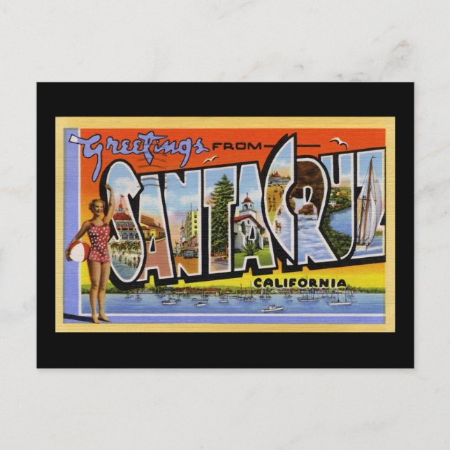 Cartão Postal Saudações dos Papais noeis Cruz California (Frente)