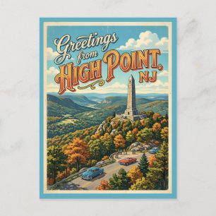 Cartão Postal Saudações High Point NJ Estilo Vintage 