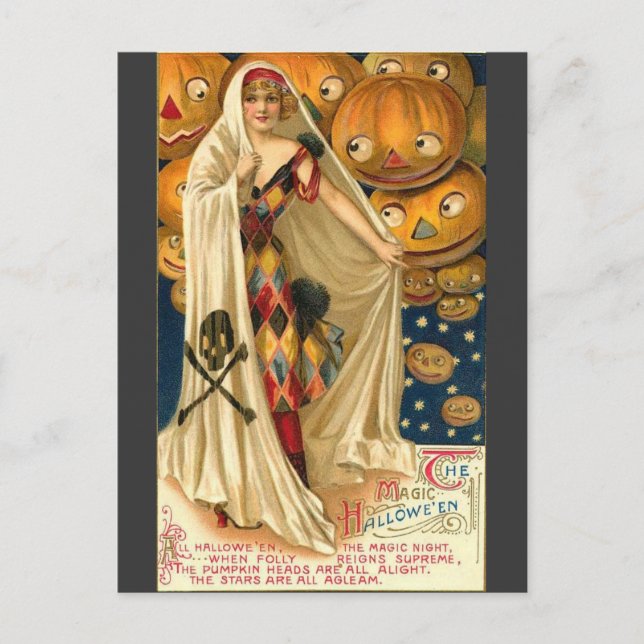 Cartão Postal Saudações Mágicas de Halloween (Frente)