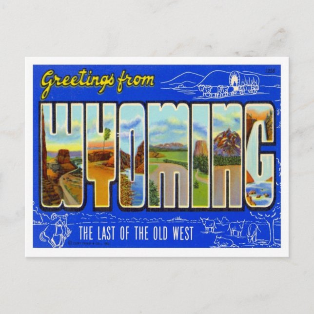 Cartão Postal Saudações Por Wyoming De Estados Unidos (Frente)