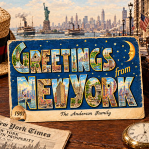 Cartão Postal Saudações Retro de Nova York