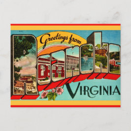 Cartão Postal Saudações Retro de Roanoke, VA