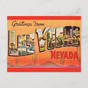 Cartão Postal Saudações Retro Las Vegas NV