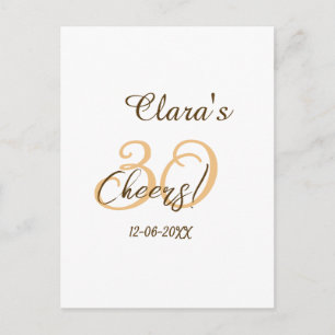 Cartão Postal Saudações trinta aniversário carvão marrom laranja