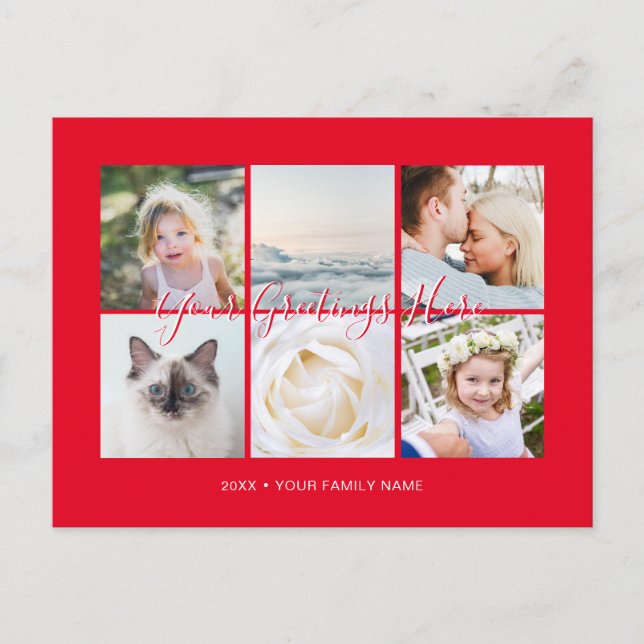 Cartão Postal Saudações Universais personalizadas com 6 fotos (Frente)