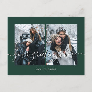 Cartão Postal Saudações Universais Personalizadas Verdes 2 fotos