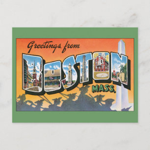 Cartão Postal Saudações viagens vintage de Boston Massachusett