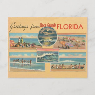 Cartão Postal Saudações Vintage Boca Grande Gasparilla Florida