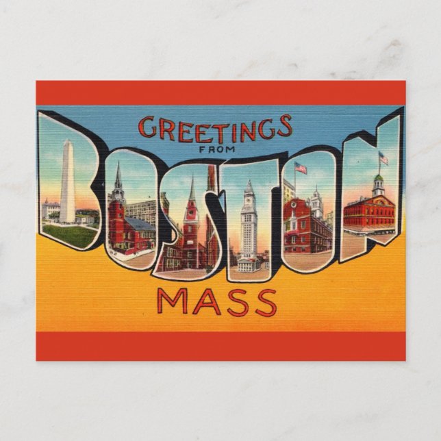 Cartão Postal Saudações Vintage Boston (Frente)