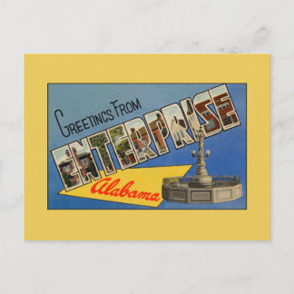 Cartão Postal Saudações Vintage da Enterprise AL